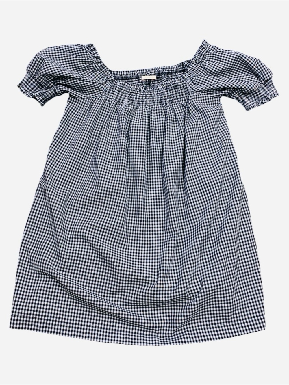 Olivaceous Black & White Gingham Puffed Sleeve Mini Dress W/ pockets Size Large
